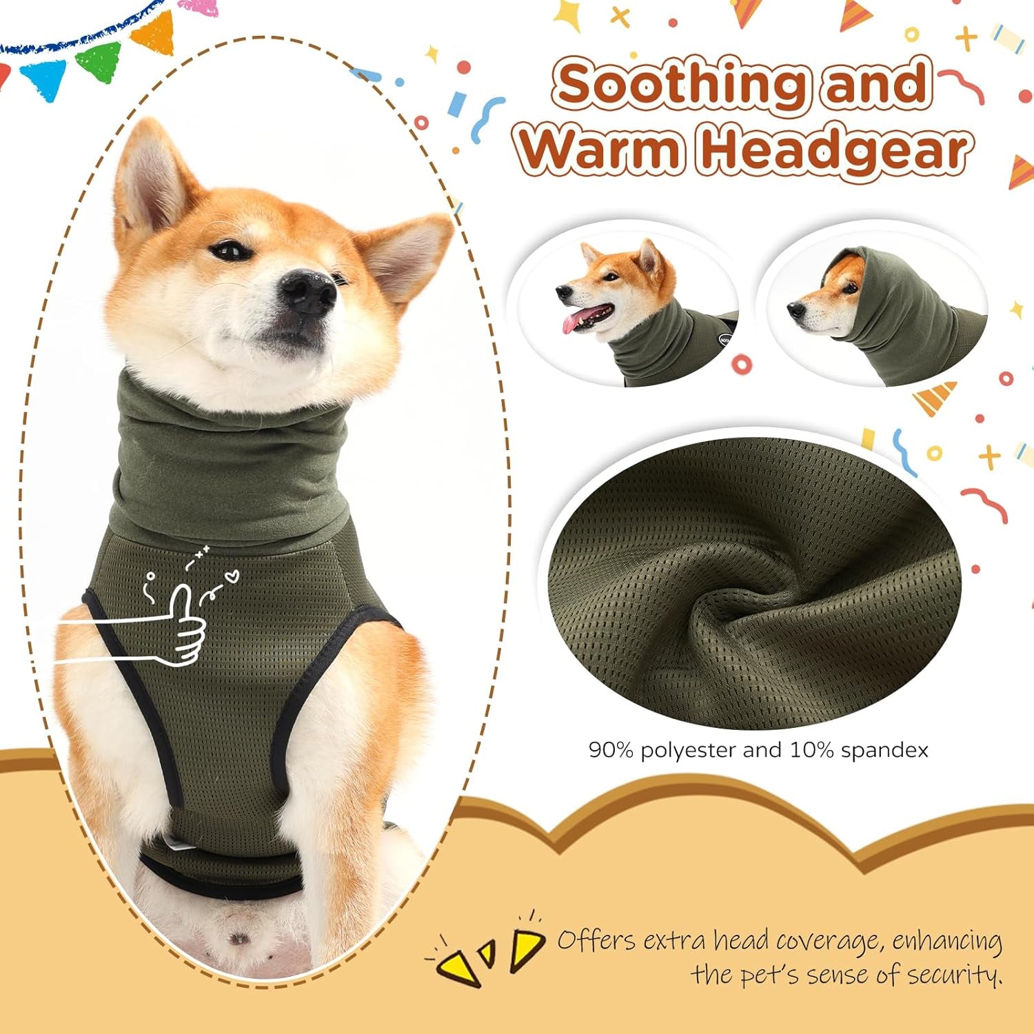 Dog Anxiety Vest and Coat, Vet Visits and Separation - Keep Pet Calm, Dog Jacket for Thunder, Fireworks, anti Anxiety Vest for Dogs and Cat Body and Ear
