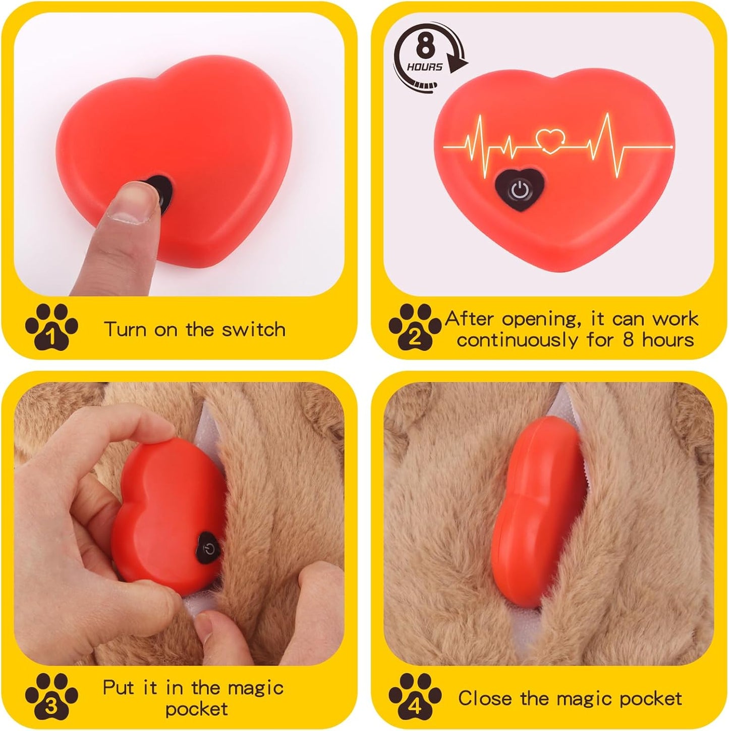 Heartbeat Puppy Toy Dog Anxiety Relief Calming Aid Heartbeat Stuffed Animals Pet Comfort Cuddle Sleep Aid Puppy Behavioral Training Aid Toy for Dog Cat