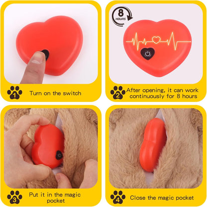 Heartbeat Puppy Toy Dog Anxiety Relief Calming Aid Heartbeat Stuffed Animals Pet Comfort Cuddle Sleep Aid Puppy Behavioral Training Aid Toy for Dog Cat