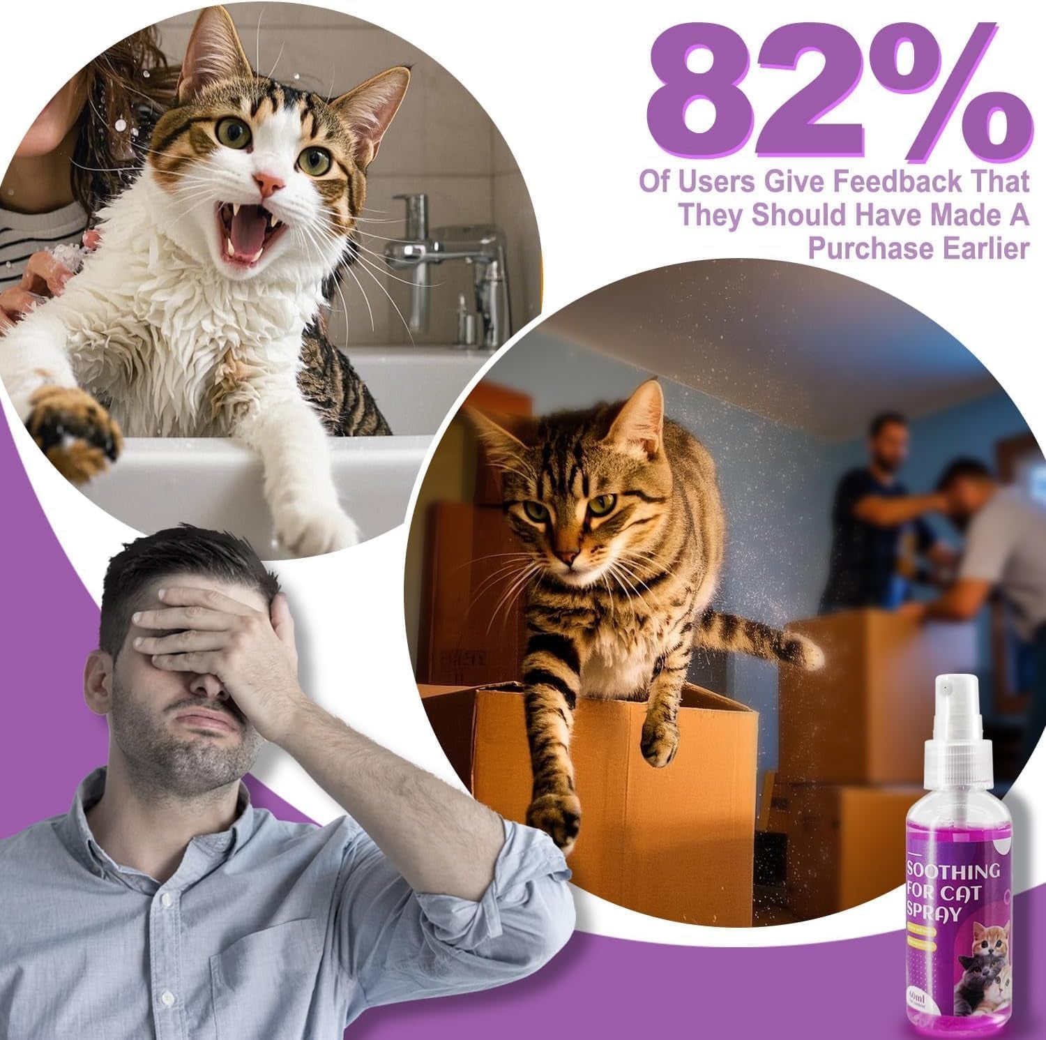 Cats Calming Pheromone Spray & Calming Solution for Cats, anti Anxiety Pet Products - Feline Calm Pheromones, Cats Reduces Scratching Furniture Peeing Marking Calming Cat for Travel 4 Pcs