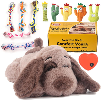 Heartbeat Puppy Toy Dog Anxiety Relief Calming Aid Heartbeat Stuffed Animals Pet Comfort Cuddle Sleep Aid Puppy Behavioral Training Aid Toy for Dog Cat
