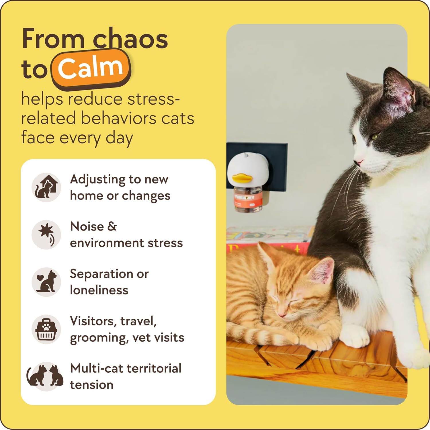 Transform Your Cat's Life with Our 60-Day Calming Diffuser - Effective Stress Relief for Spraying, Fighting, and Excessive Meowing - Includes 60-Day Refill!