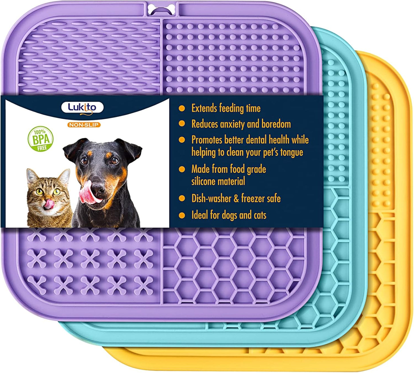 Ultimate Lick Mat for Dogs & Cats - 2 Pack with Suction Cups for Anxiety Relief and Boredom Busting Fun!