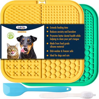 Ultimate Lick Mat for Dogs & Cats - 2 Pack with Suction Cups for Anxiety Relief and Boredom Busting Fun!