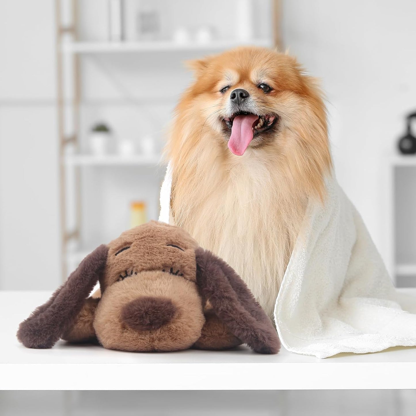 Heartbeat Puppy Toy Dog Anxiety Relief Calming Aid Heartbeat Stuffed Animals Pet Comfort Cuddle Sleep Aid Puppy Behavioral Training Aid Toy for Dog Cat