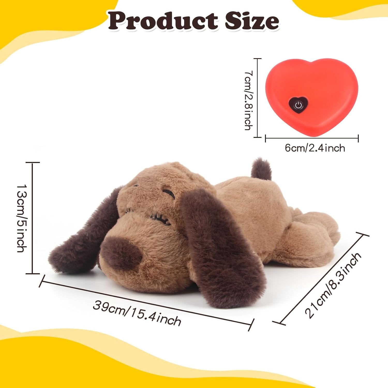 Heartbeat Puppy Toy Dog Anxiety Relief Calming Aid Heartbeat Stuffed Animals Pet Comfort Cuddle Sleep Aid Puppy Behavioral Training Aid Toy for Dog Cat