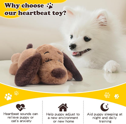 Heartbeat Puppy Toy Dog Anxiety Relief Calming Aid Heartbeat Stuffed Animals Pet Comfort Cuddle Sleep Aid Puppy Behavioral Training Aid Toy for Dog Cat