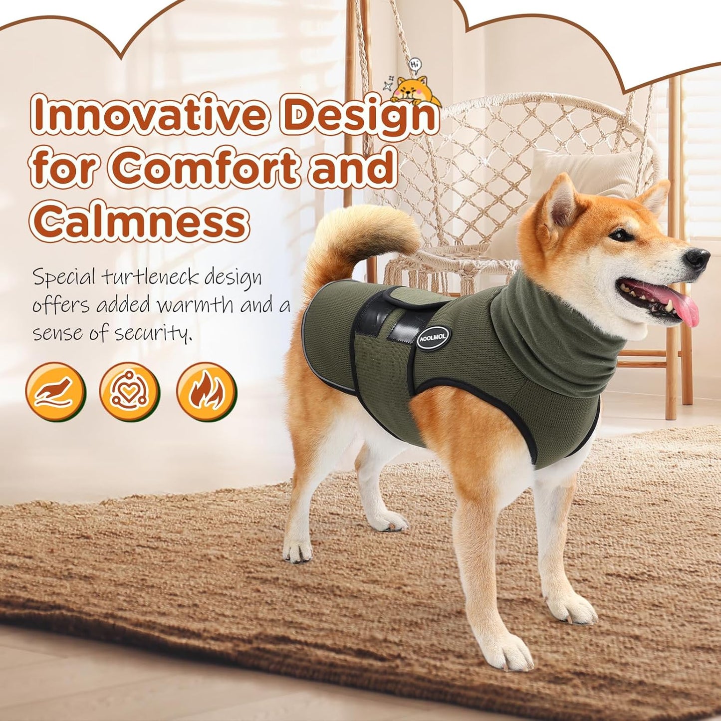 Dog Anxiety Vest and Coat, Vet Visits and Separation - Keep Pet Calm, Dog Jacket for Thunder, Fireworks, anti Anxiety Vest for Dogs and Cat Body and Ear