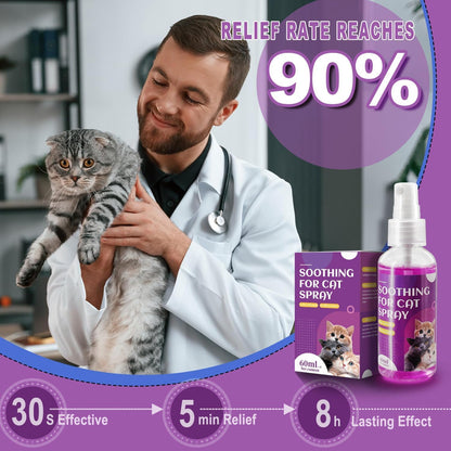 Cats Calming Pheromone Spray & Calming Solution for Cats, anti Anxiety Pet Products - Feline Calm Pheromones, Cats Reduces Scratching Furniture Peeing Marking Calming Cat for Travel 4 Pcs