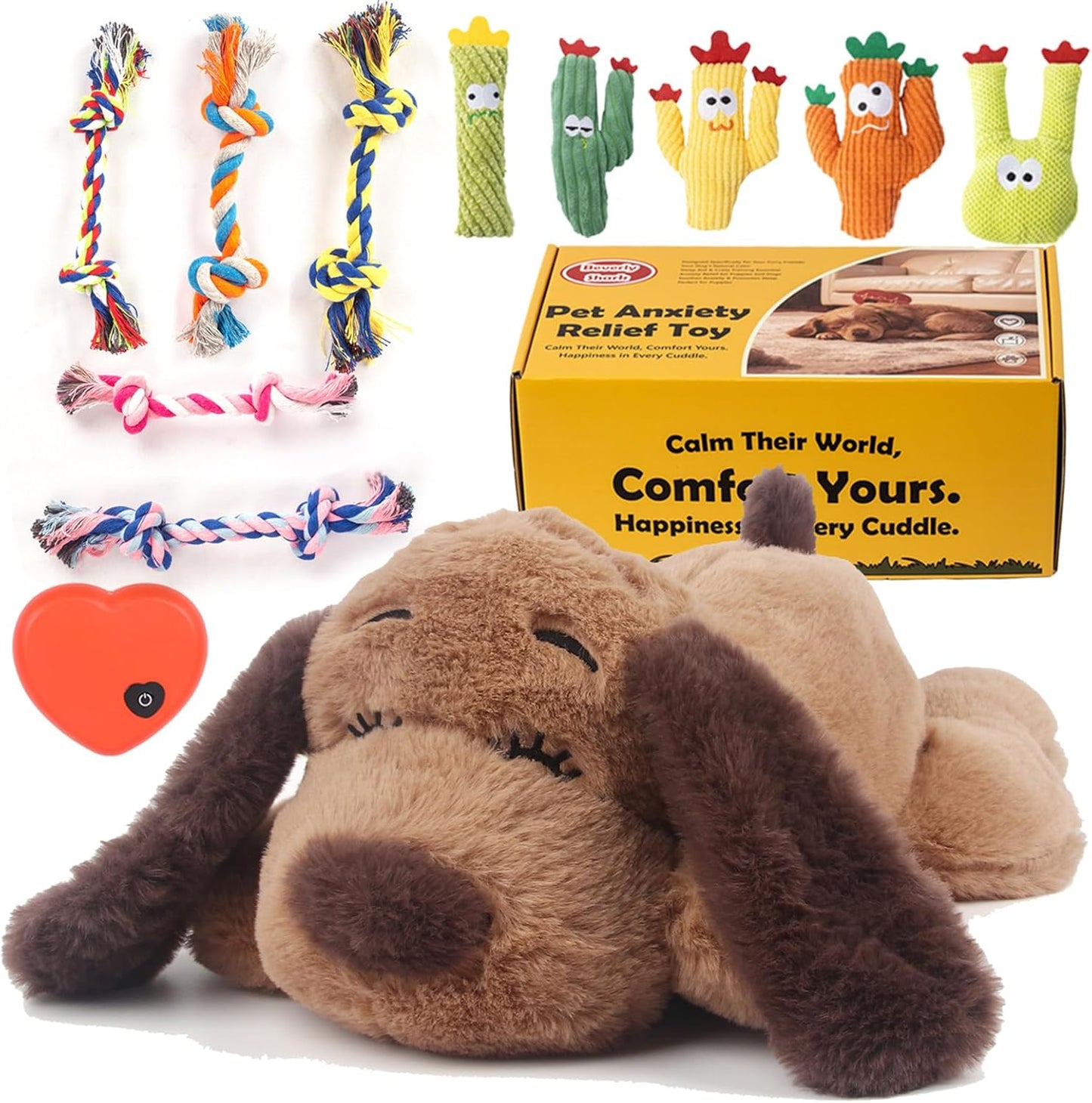 Heartbeat Puppy Toy Dog Anxiety Relief Calming Aid Heartbeat Stuffed Animals Pet Comfort Cuddle Sleep Aid Puppy Behavioral Training Aid Toy for Dog Cat