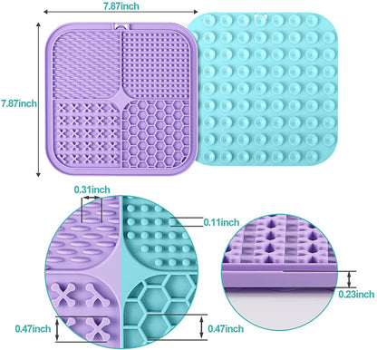 Ultimate Lick Mat for Dogs & Cats - 2 Pack with Suction Cups for Anxiety Relief and Boredom Busting Fun!