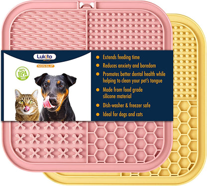 Ultimate Lick Mat for Dogs & Cats - 2 Pack with Suction Cups for Anxiety Relief and Boredom Busting Fun!